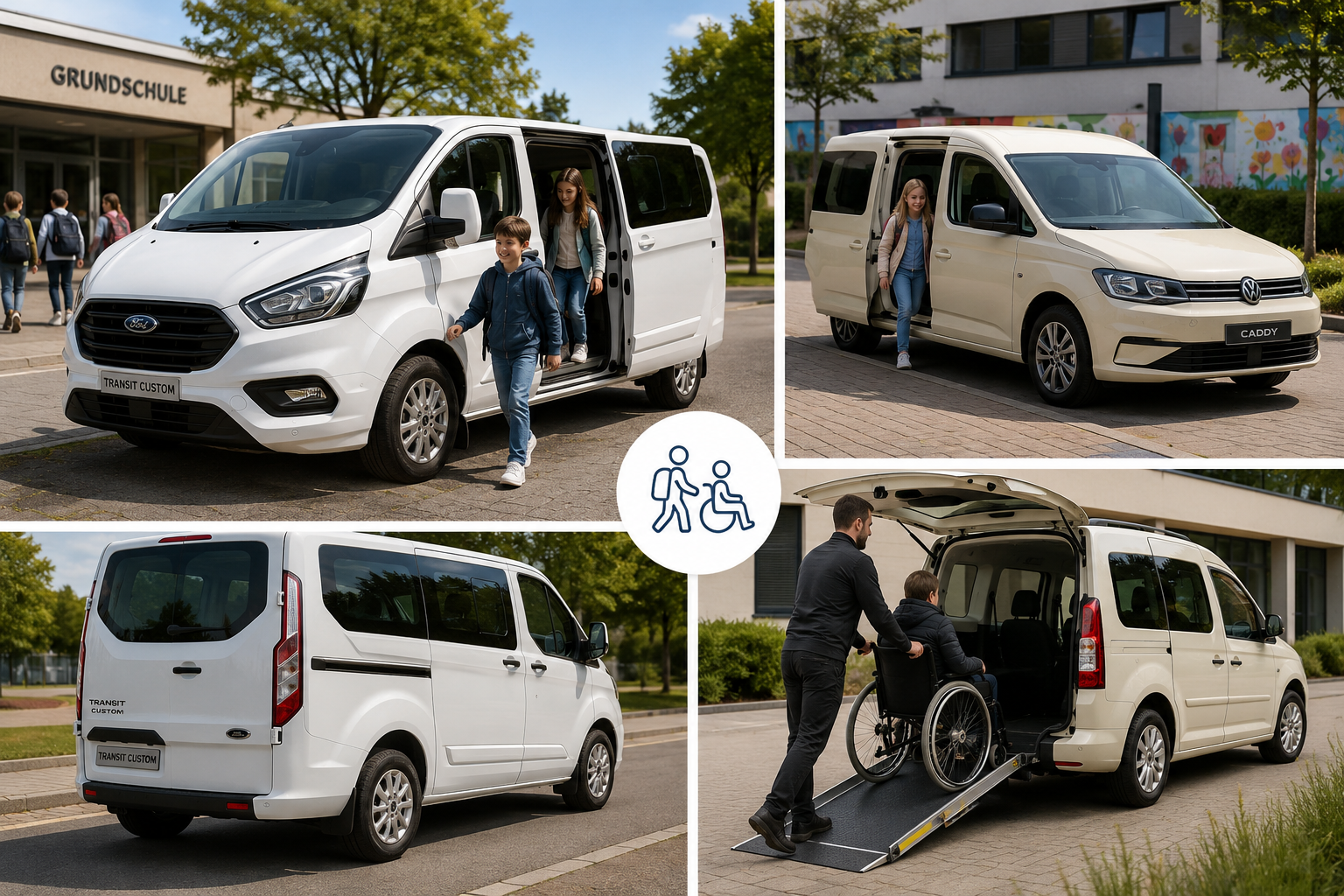 Impressionen vom Fahrdienst: Schülerbeförderung und barrierefreier Transport mit Rollstuhlrampe